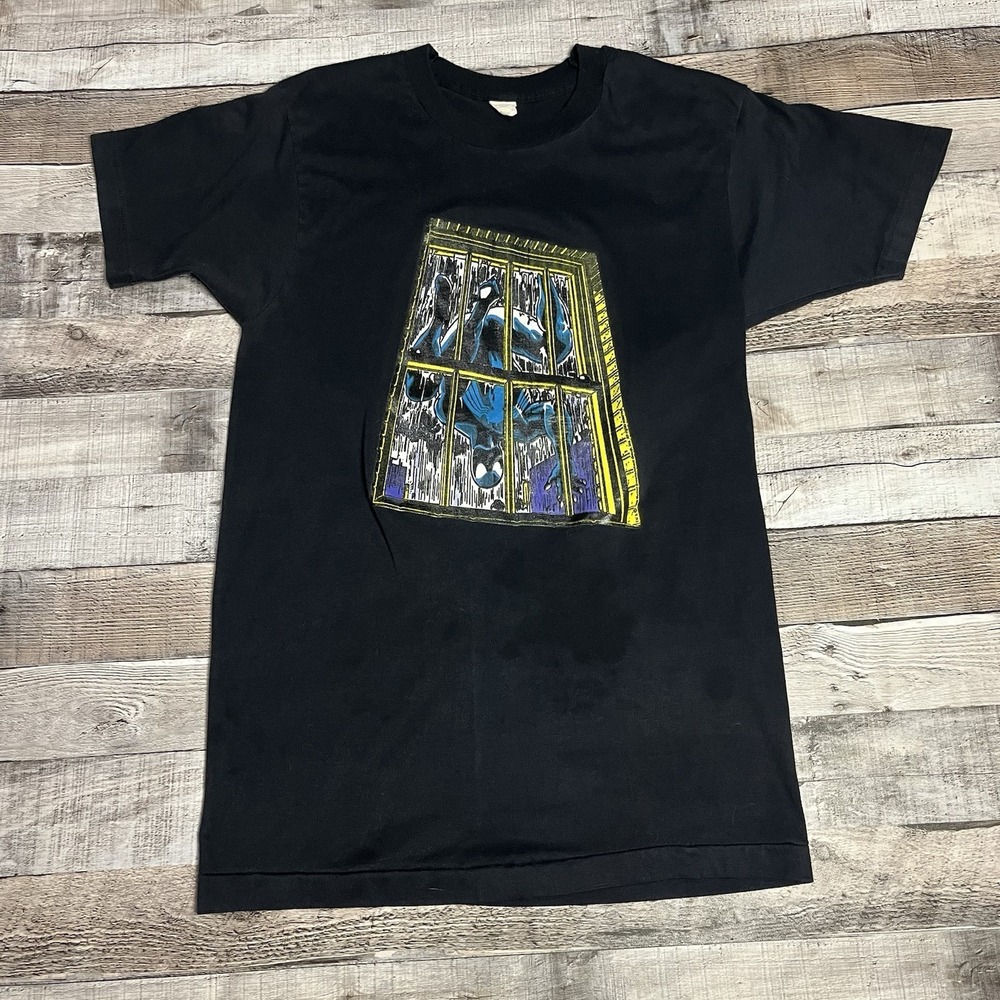 Spiderman Shirt Size Medium Black Vintage 90s 1991 Marvel Comics Superhero Dark